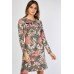 Olive Multi Flowery Printed Jersey Knit Dress